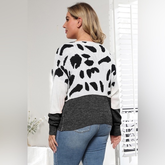 Roaring Fashion Color Block Leopard Sweater - Picture 2 of 4